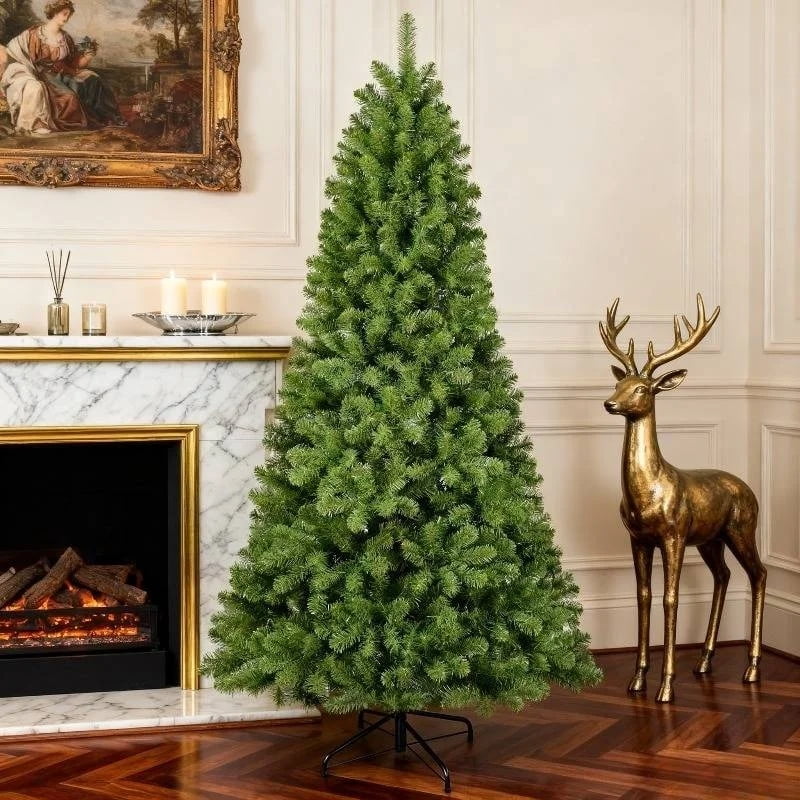 6/7ft Christmas Tree Small Artificial Pencil Tree Fake Christmas Tree with Lights Stand for Xmas Home Office Holiday Decoration
