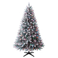 6.5' Pre-Lit Brewster Pine Snow-Flocked Green Artificial Christmas Tree with LumaDazzle Color-Changing Twinkle LED Lights and Stand, by Holiday Time