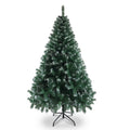 6 FT Artificia Christmas Tree, 812 Branches Light Green & White PVC Tree with Iron Frame Base, Easy Assemble Holiday Decor