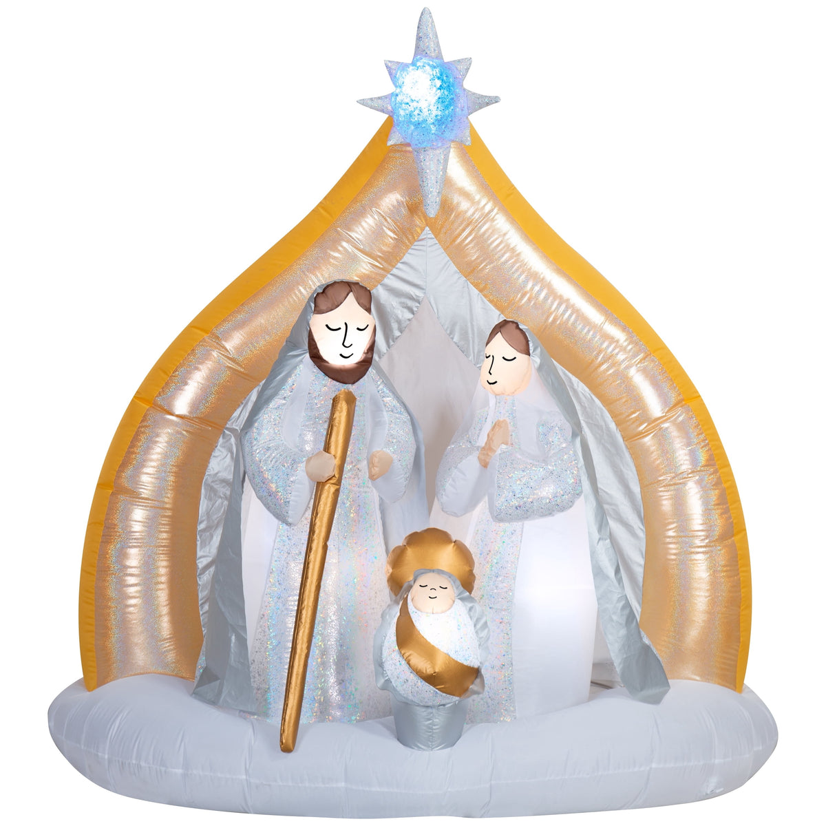 White and Gold Nativity Scene Christmas Airblown Yard Inflatable, 6', by Holiday Time