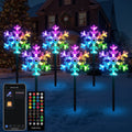 6 Pcs Snowflake Pathway Smart Lights Outdoor RGB Christmas Lights with App & Remote Control Music Sync 105 Scene Modes Extendable Garden Decorative Fairy Lights for Holiday Party Yard