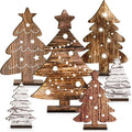 6 Piece Wooden Christmas Tree Tabletop Decor 6 Sizes Rustic Tiered Tray Centerpieces