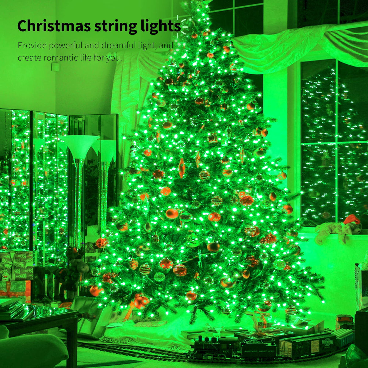 33ft 100 LED Christmas String Lights, 8 Modes Twinkle Fairy Lights Main Plug in, Waterproof Connectable Decorative Light for Wedding Party Christmas Tree Halloween, Blue