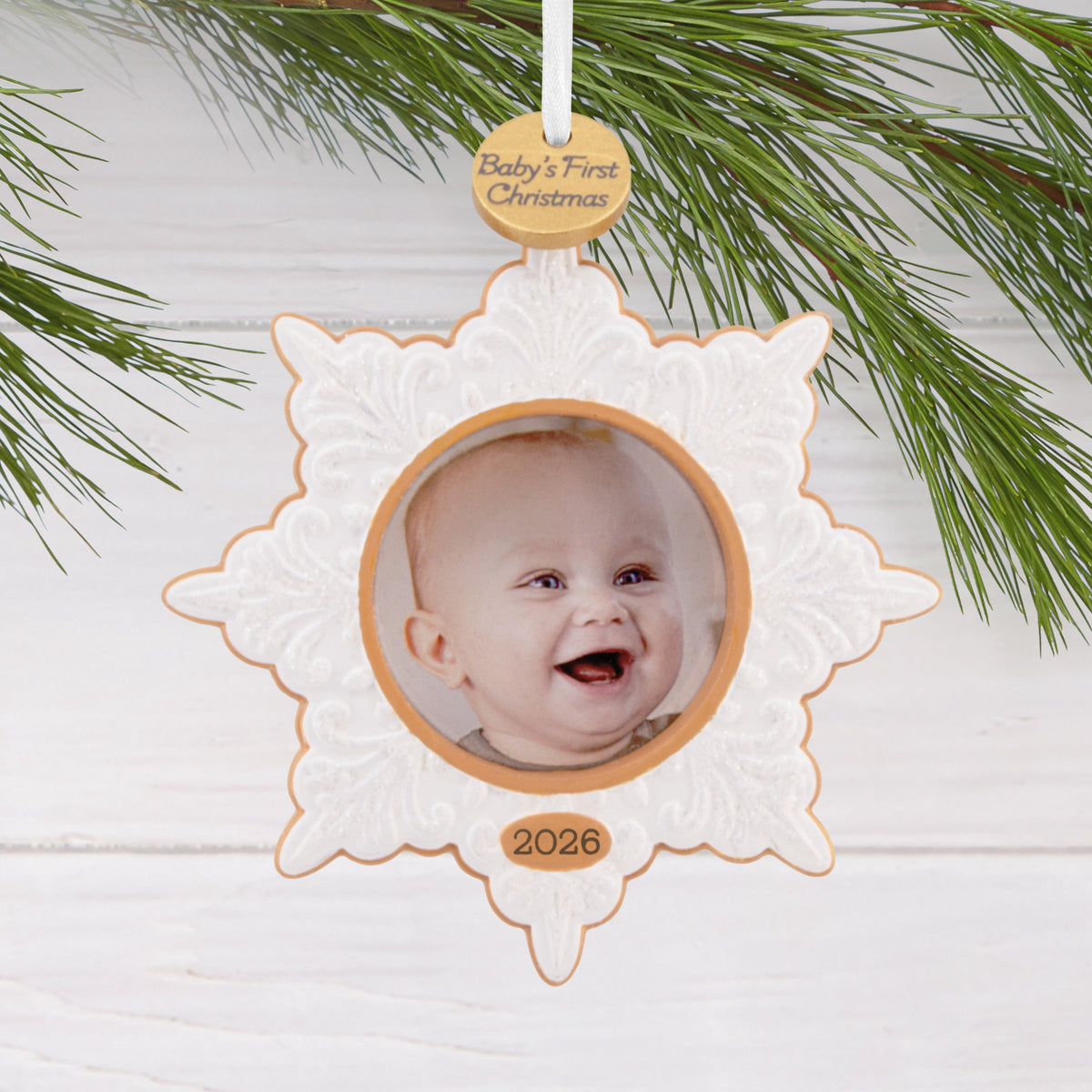 Hallmark Ornament (Baby First Cmas 2026 Snowflake Photo Frame), 1 Count
