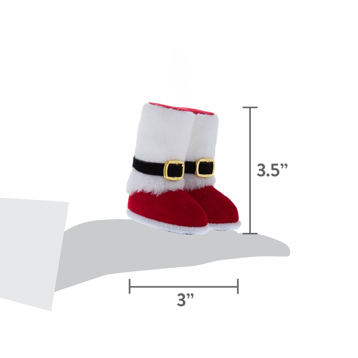 Red and White Velvet Santa Boots Christmas Ornament, 3.5", by Holiday Time