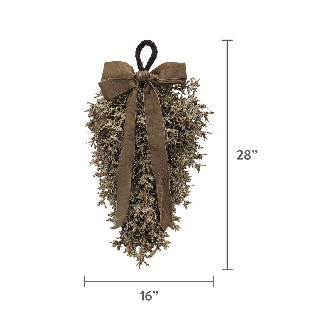Christmas Teardrop Decorative Swag, Champagne, 28", by Holiday Time