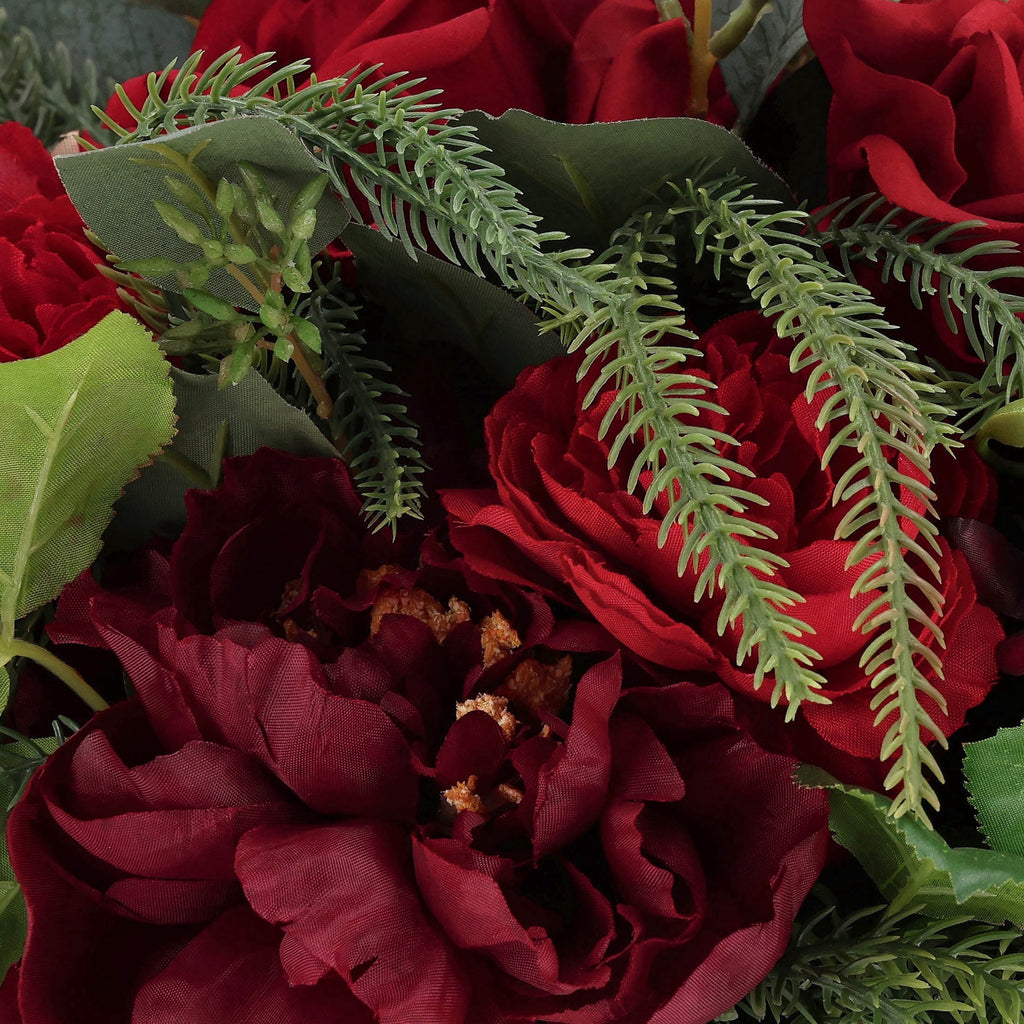 Evergreen and Floral Christmas Arrangement in Metal Pot, Multicolor, 14", by Holiday Time