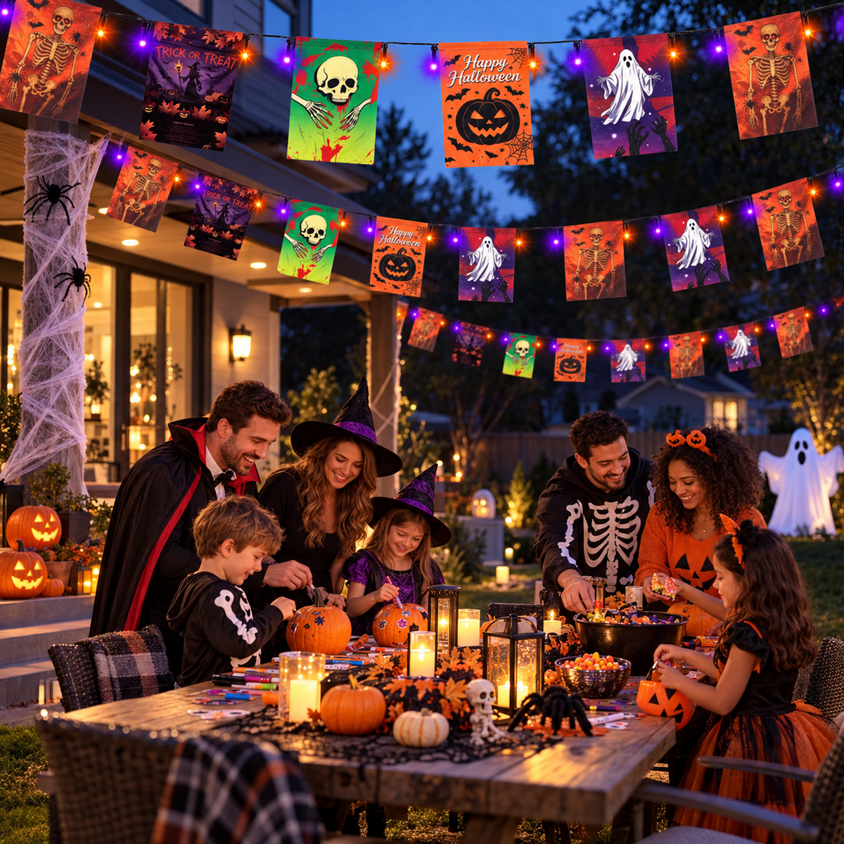 Toodour Orange & Purple Halloween Lights, 82ft 200 LED Plug in Halloween String Lights with 8 Modes, Memory & Timer Function, Connectable Halloween Outdoor Lights for Home, Garden, Halloween Decor