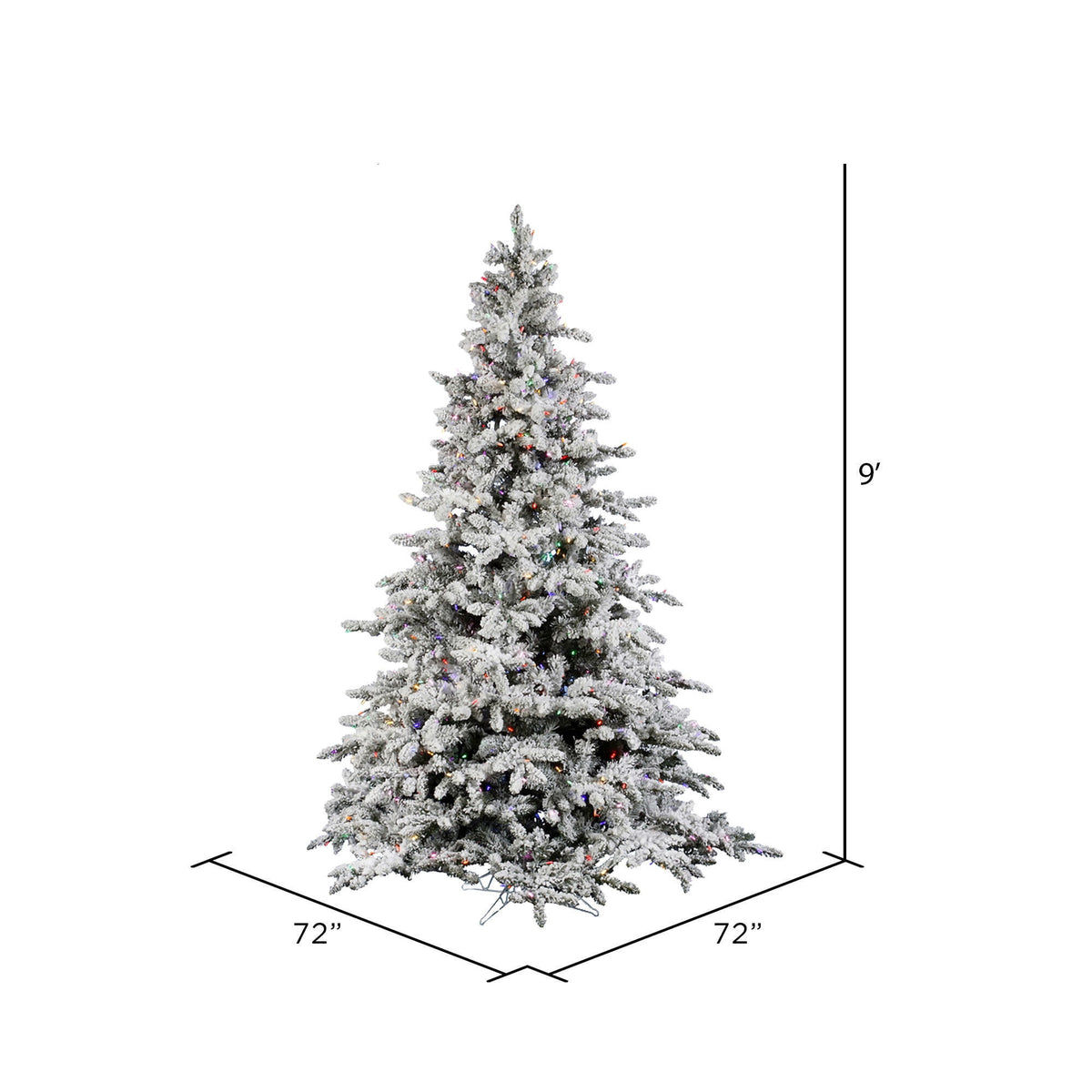 Vickerman 9' Flocked Utica Fir Artificial Christmas Tree, Multi-Colored LED Lights