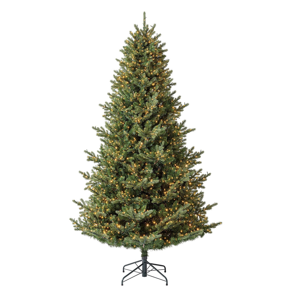 My Texas House 9' Pre-Lit Grand Spruce Green Artificial Christmas Tree with LumaDazzle Color-Changing Twinkle LED Lights, Quick Set, and Stand