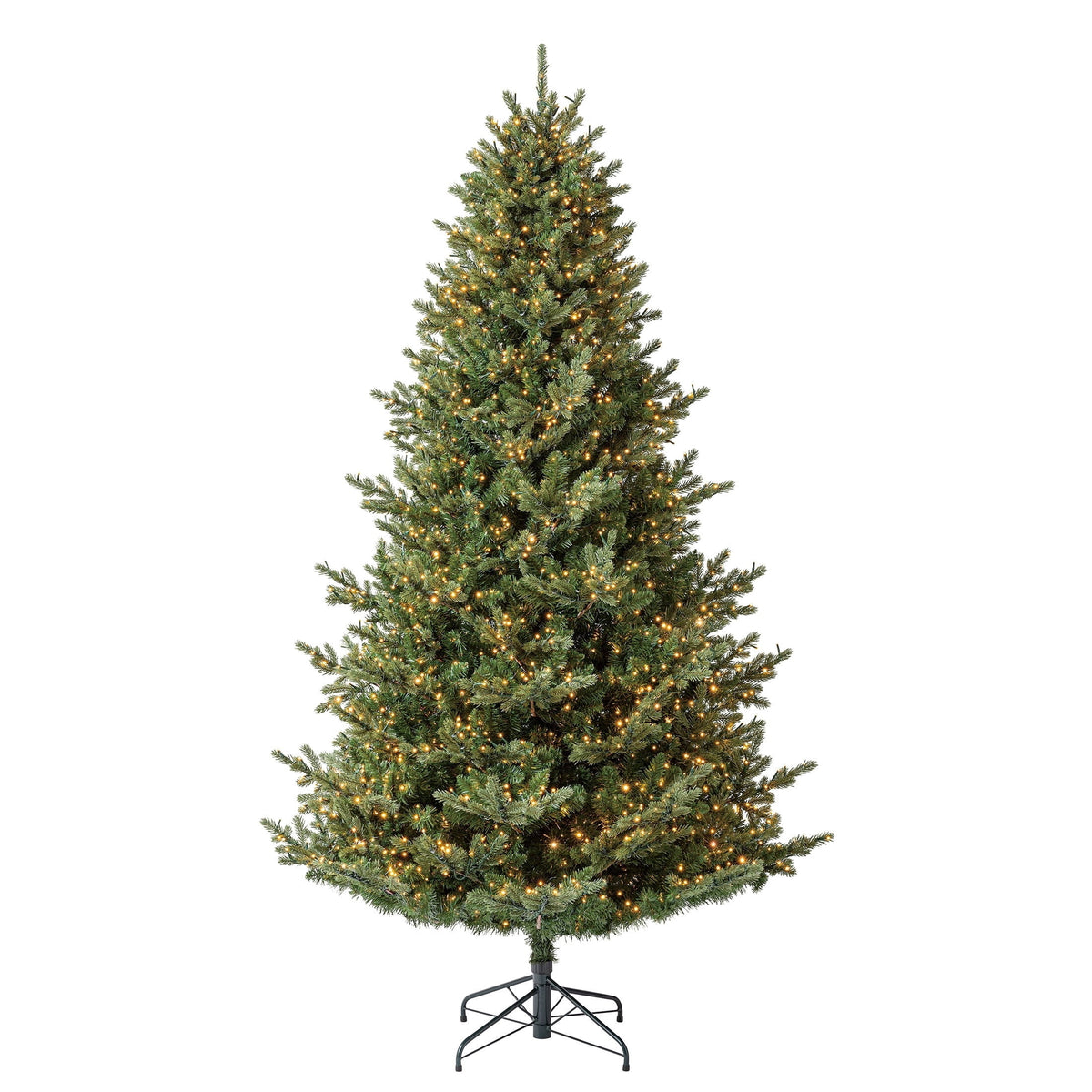 My Texas House 9' Pre-Lit Grand Spruce Green Artificial Christmas Tree with LumaDazzle Color-Changing Twinkle LED Lights, Quick Set, and Stand