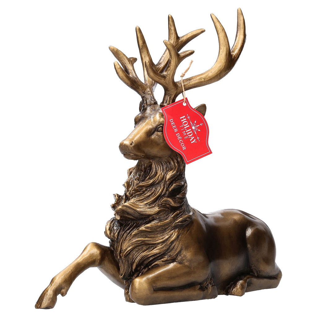 Sitting Deer Christmas Decoration, Gold, 11", by Holiday Time