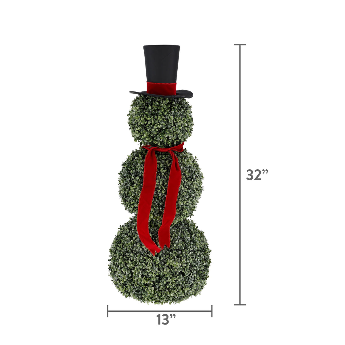 Boxwood Snowman Topiary Christmas Decoration, Multicolor, 32", by Holiday Time