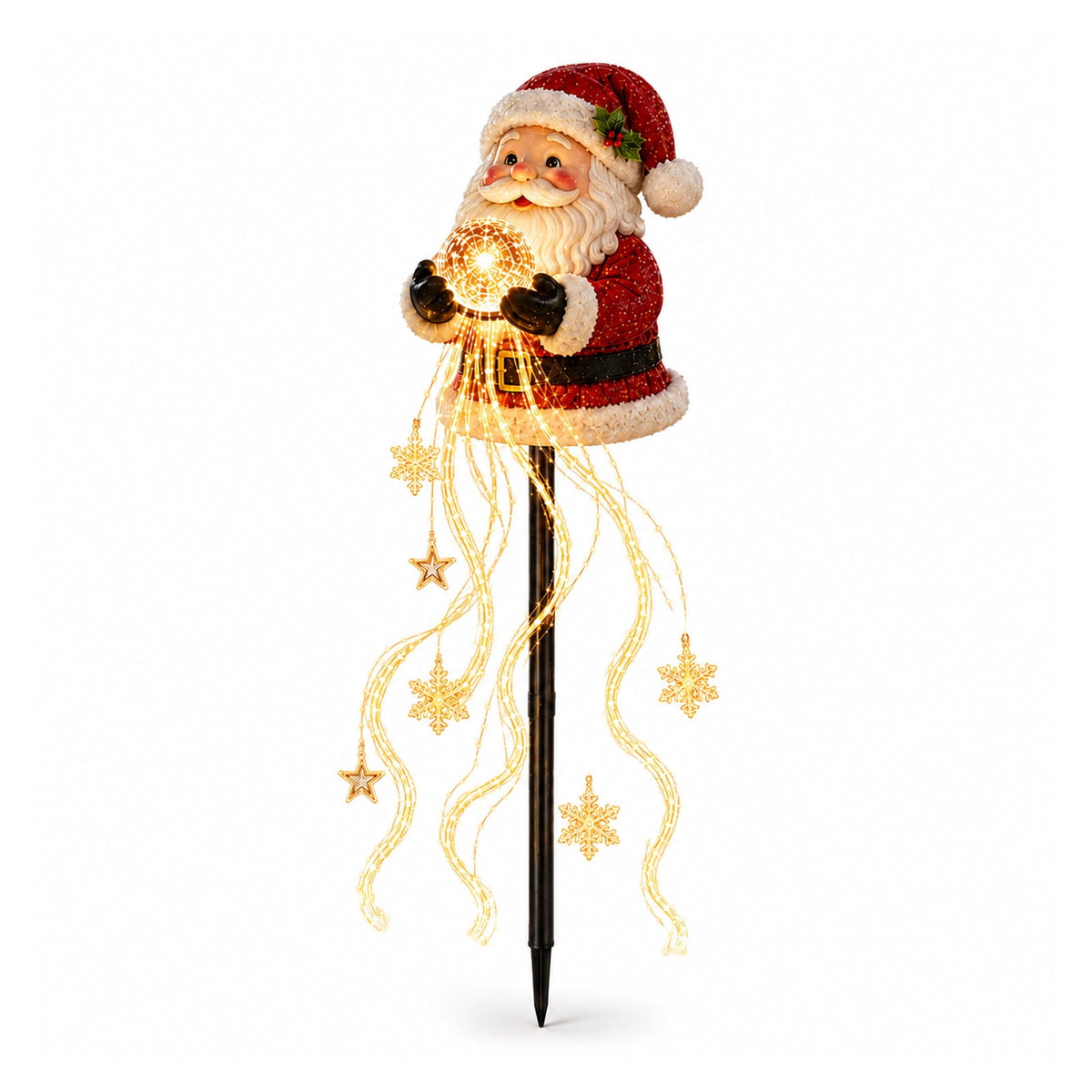 Snowman Magic Fountain, Flowing Snowflake LED Christmas Garden Light,Solar Power and Outdoor Garden Stake for Christmas Yard Decor