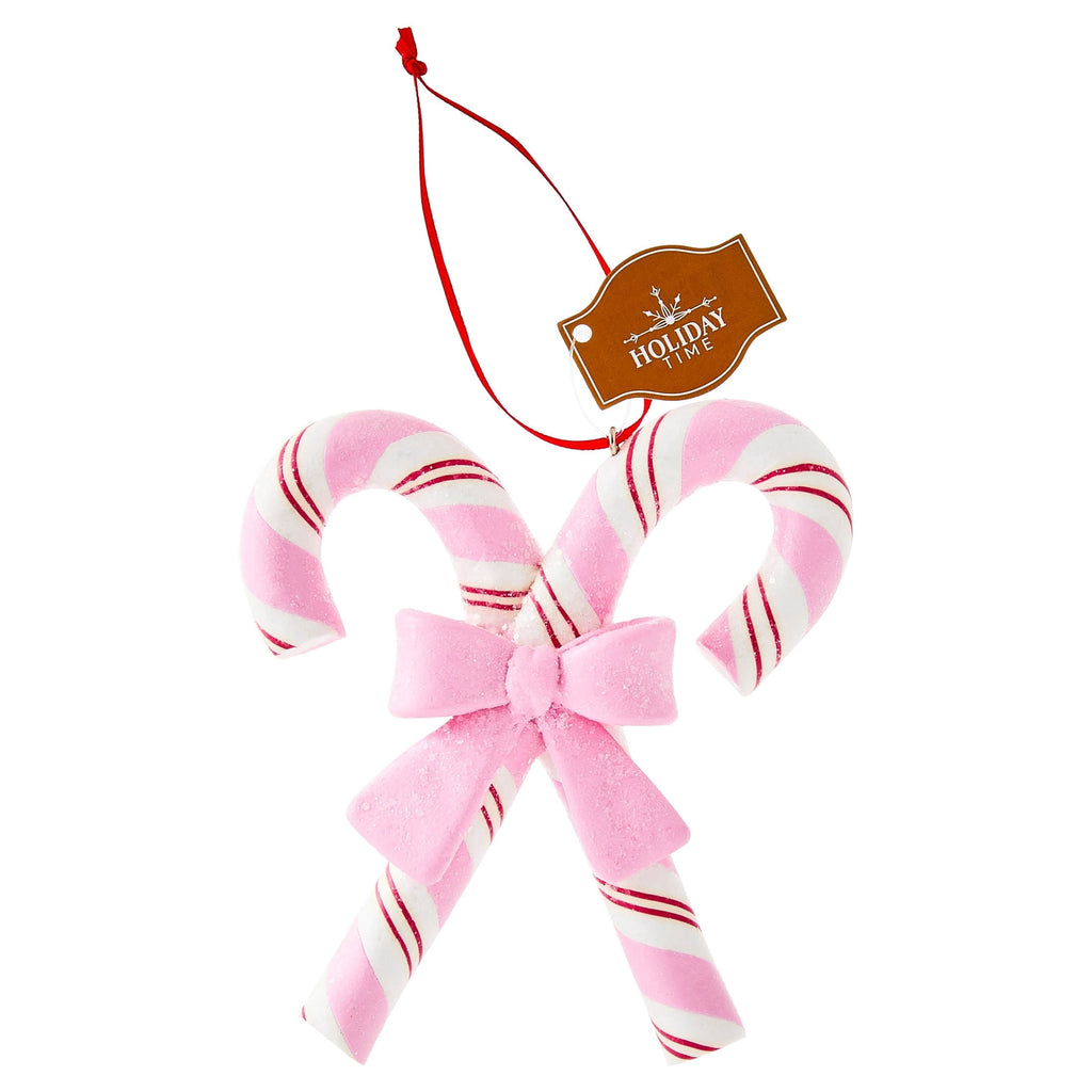 Pink/Red/White Clay Dough Candy Cane Christmas Ornament, 4.3", by Holiday Time