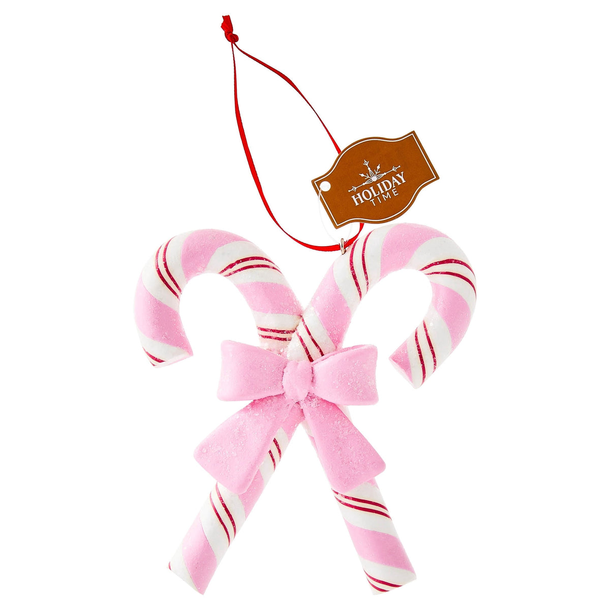 Pink/Red/White Clay Dough Candy Cane Christmas Ornament, 4.3", by Holiday Time