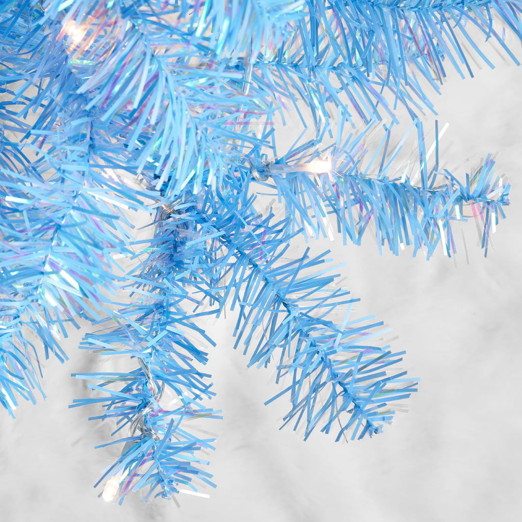 Best Choice Products 4ft Prelit Colored Christmas Tree, Artificial Tree Holiday Decor w/ 70 LED Lights - Baby Blue Tinsel