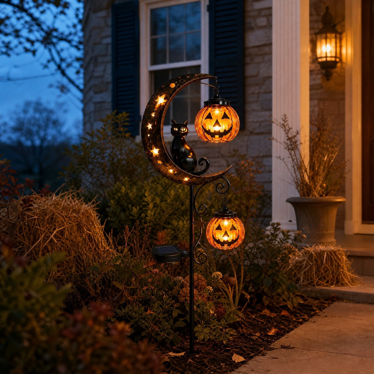 Stijggn Halloween Pumpkin Stake Solar Garden Lights, Waterproof Multi Branch Little Pumpkin Lantern Garden Stake Lights Outdoor Walkway Yard Garden Decoration