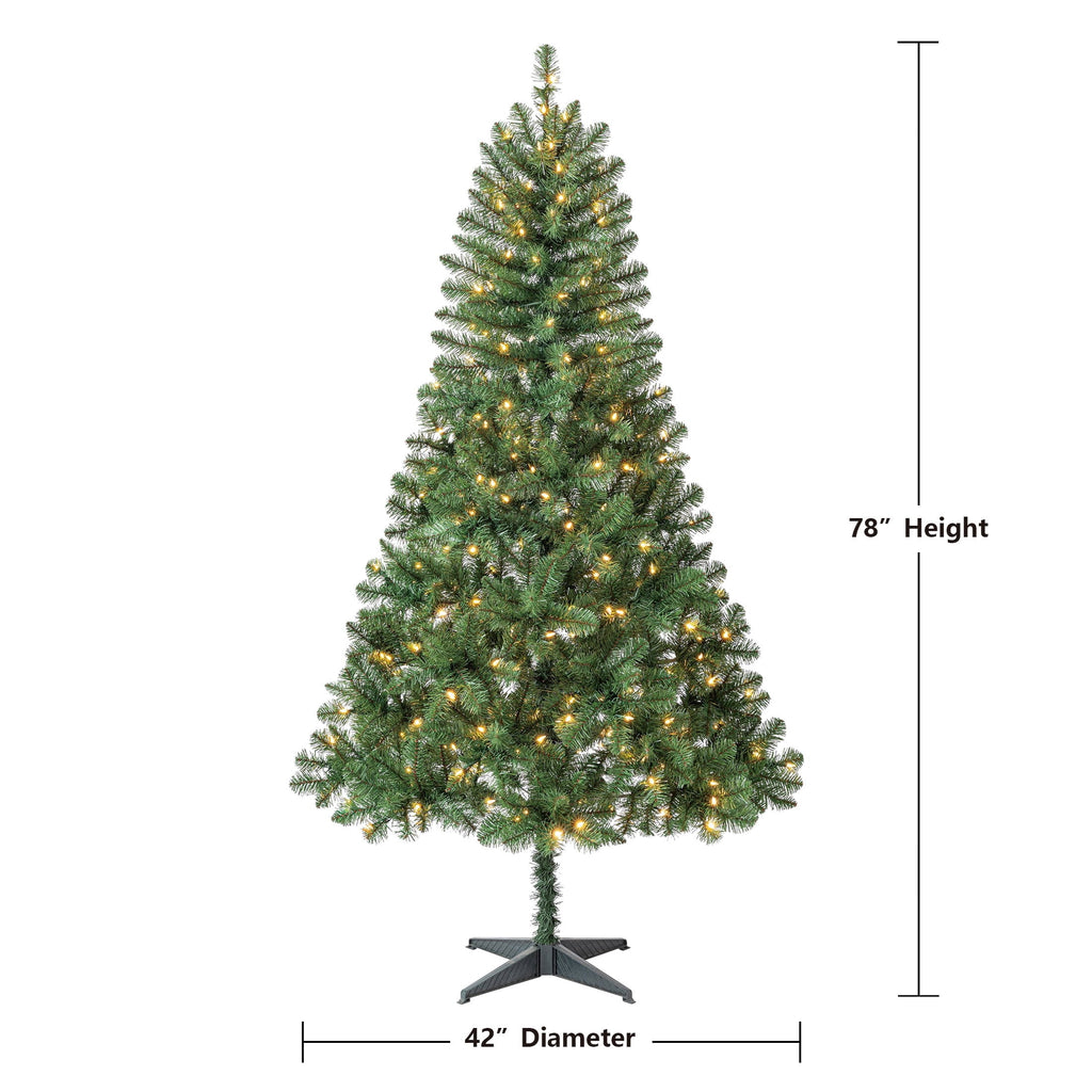 6.5' Pre-Lit Madison Pine Green Artificial Christmas Tree with Color-Changing LED Lights and Stand, by Holiday Time