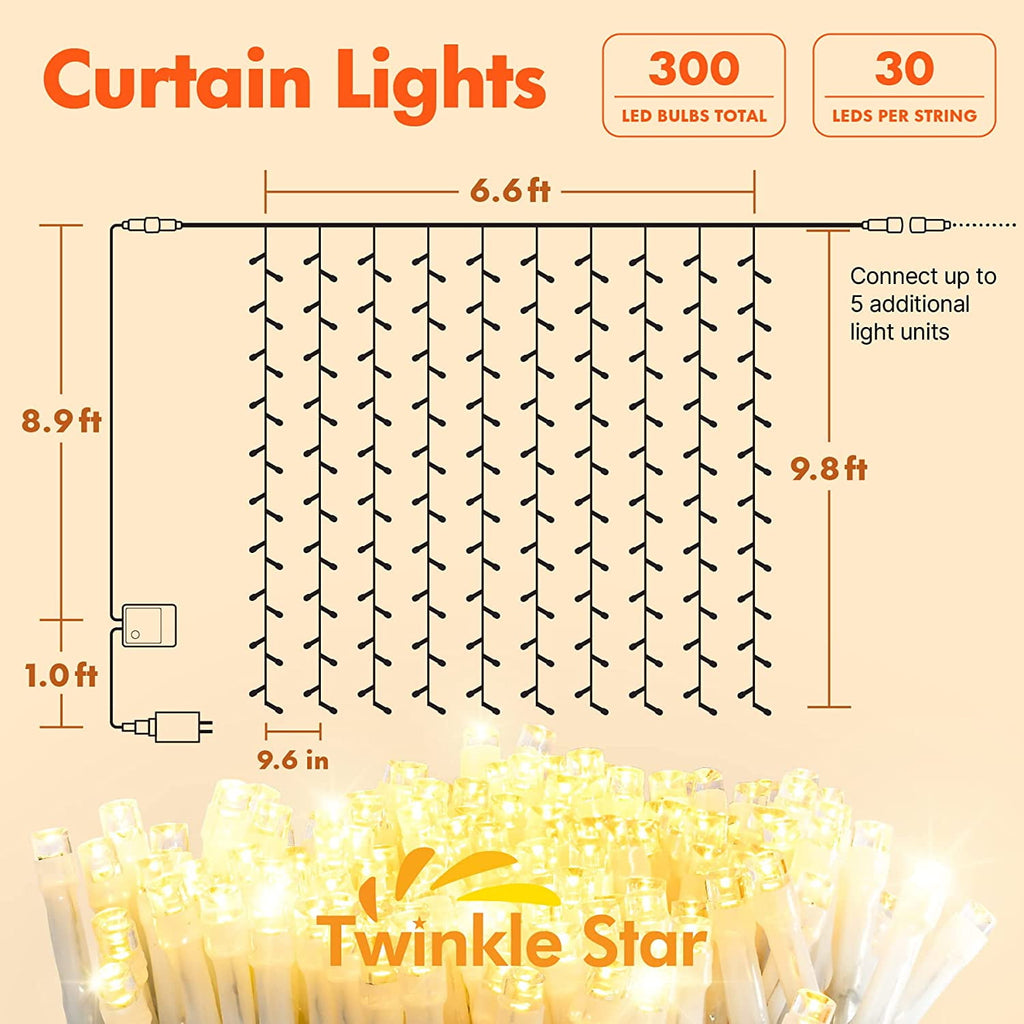 Twinkle Star 300 LED Christmas Fairy String Lights, 33 FT Multicolor with 8 Lighting Modes, Indoor/Outdoor Holiday Decorations, Mother’s Day Gift Ideas