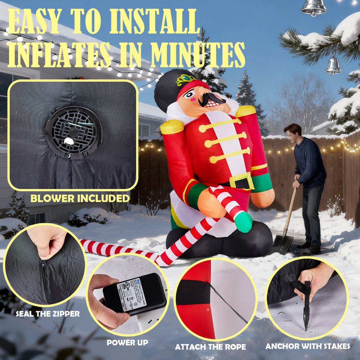 Tcbosik 12 FT Giant Christmas Inflatables Snowman Outdoor Yard Decorations, Blow up Snow Man with Black Hat, Built-in LED Light, Winter Outside Decor for Holiday Party Patio Garden Lawn