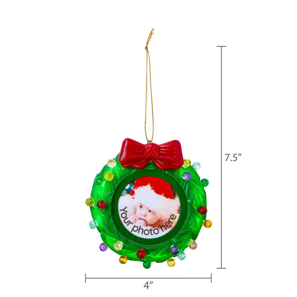 Mr. Christmas Recordable Picture Frame Wreath Ornament, Green