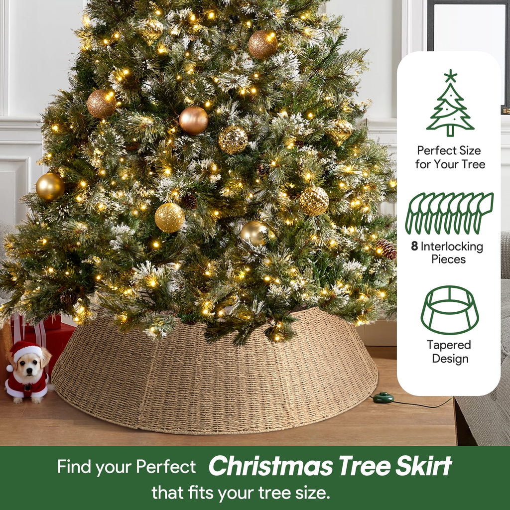 Ayieyill 26 inch Christmas Tree Collar, Christmas Tree Skirt for Christmas Tree Decorations | Rattan (Pink)