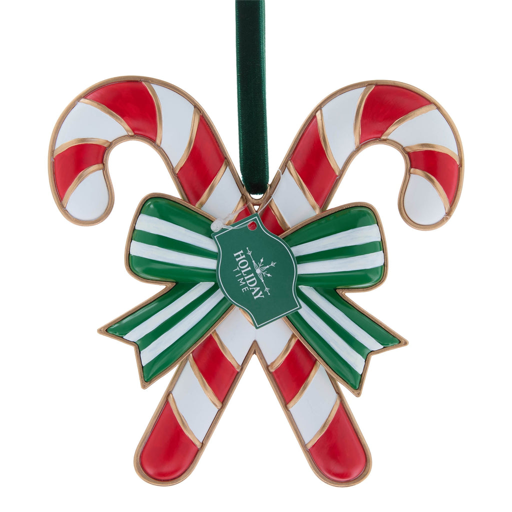 Red, White and Green Candy Cane and Bow Christmas Ornament, 5.5", by Holiday Time