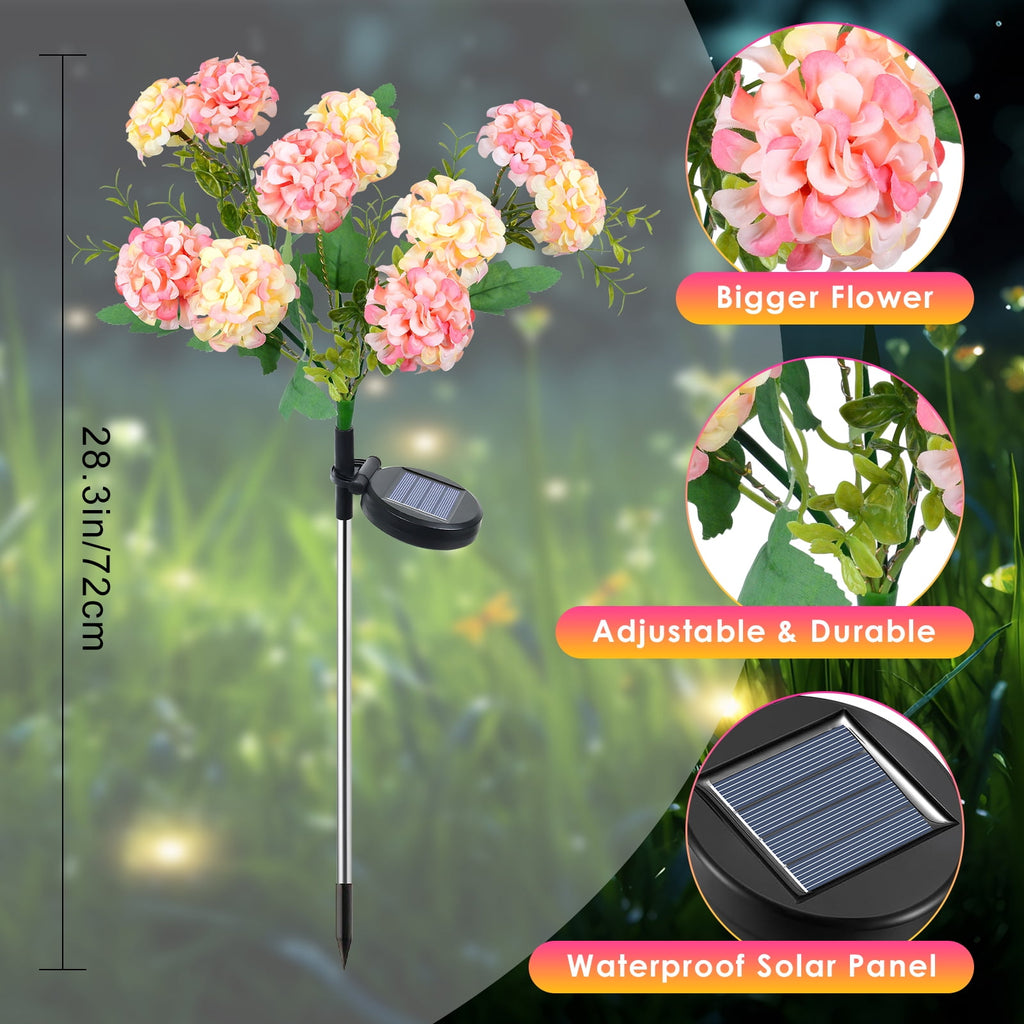 Qoosea Solar Garden Lights Outdoor Waterproof Decorative Flower New Upgraded 2 pack with 17 Butterfly Solar Lights for Garden Yard Outdoor Decor Pathway, Gifts for Mom