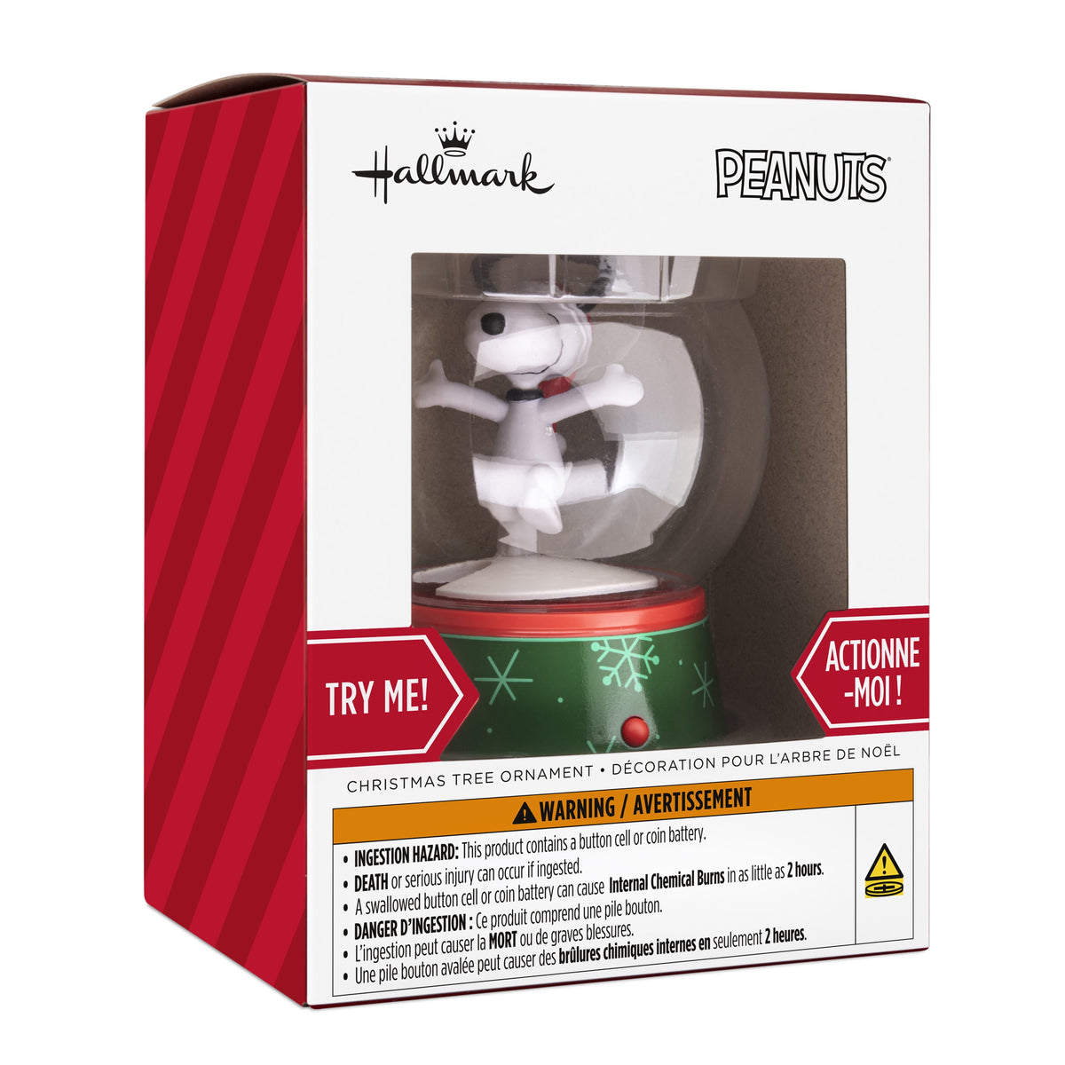 Hallmark Christmas Ornament (Snoopy Musical Snow Globe Motion), 1 Count