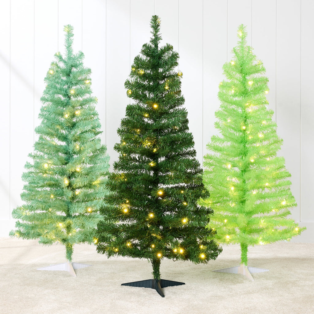 Best Choice Products 4ft Prelit Colored Christmas Tree, Artificial Tree Holiday Decor w/ 70 LED Lights - Baby Blue Tinsel