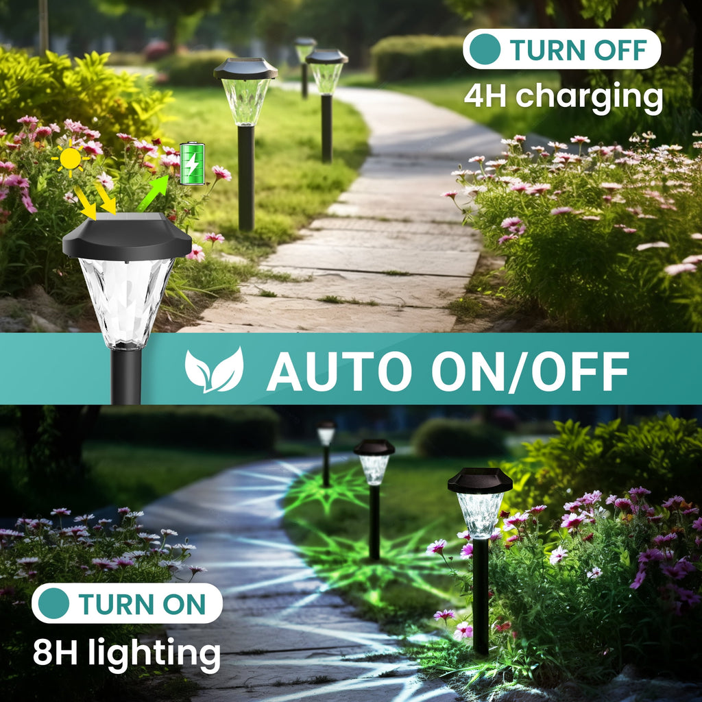Gigalumi Solar Landscape Lights Contemporary Waterproof Cold White 10-Pack