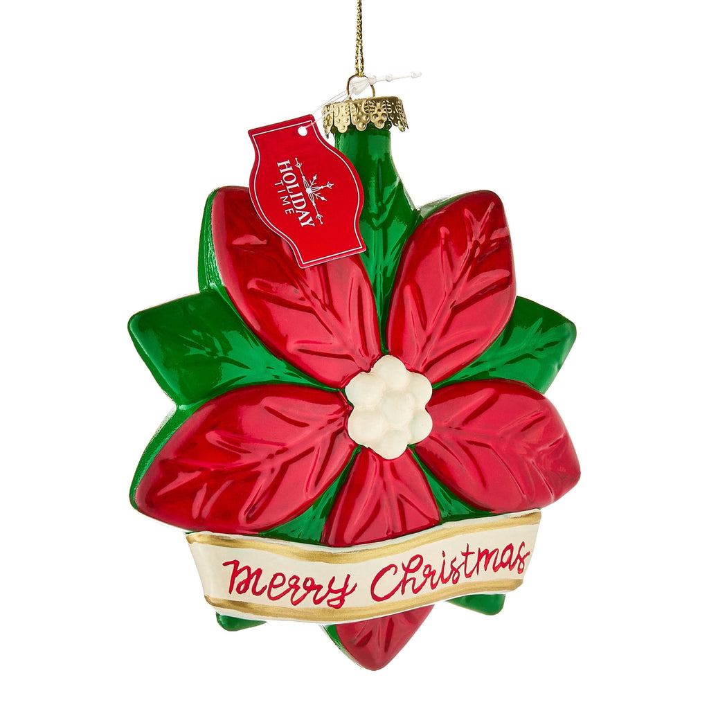 Red and Green Poinsettia Christmas Ornament, 5.5", by Holiday Time