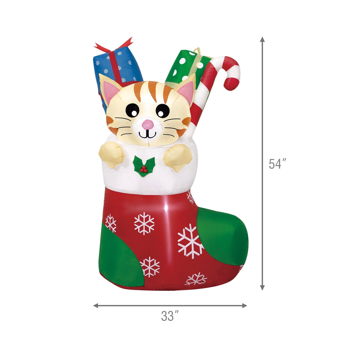 Multicolor Cat in Stocking Christmas Yard Inflatable, 4.5', by Holiday Time