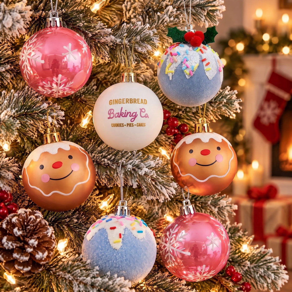 12-Count Multicolor Gingerbread Ball Mini Christmas Ornaments, 1.8", by Holiday Time