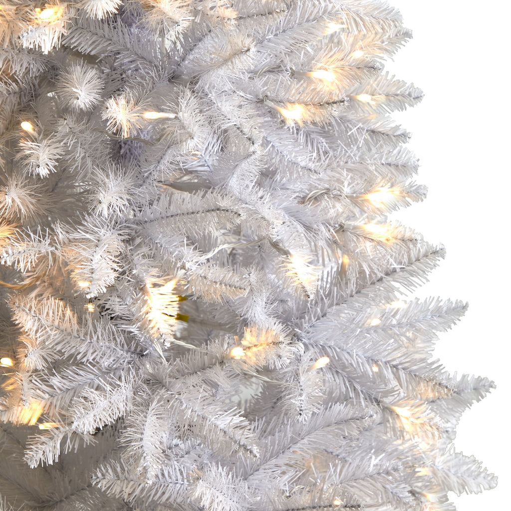 Nearly Natural 3' White Slim Artificial Christmas Tree Prelit 50 Warm White LED Lights