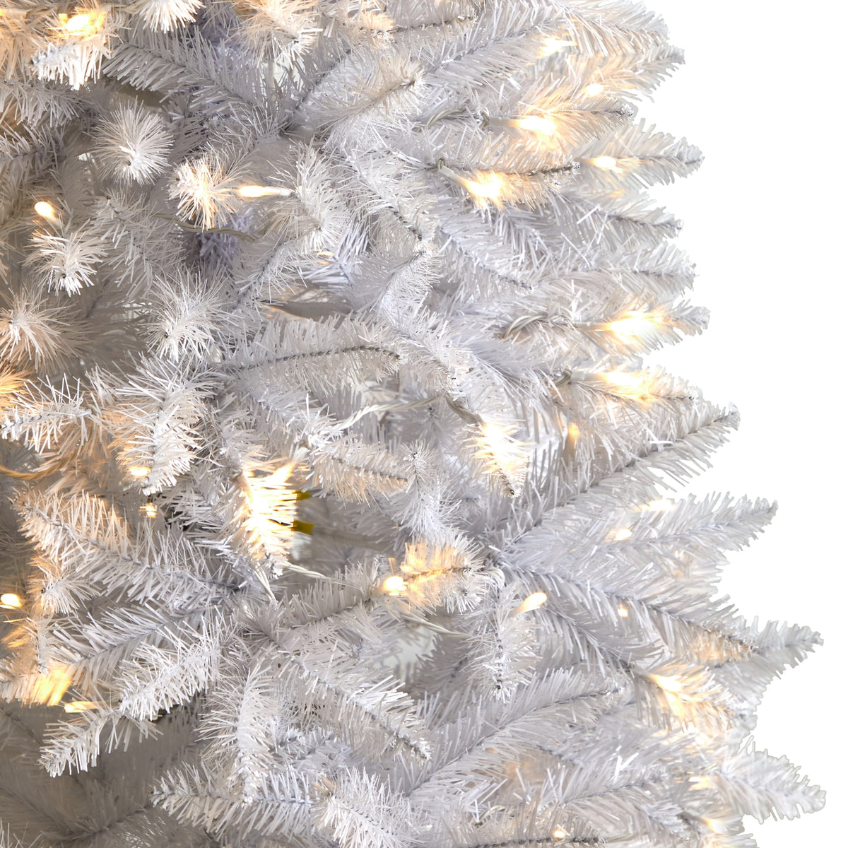 Nearly Natural 3' White Slim Artificial Christmas Tree Prelit 50 Warm White LED Lights