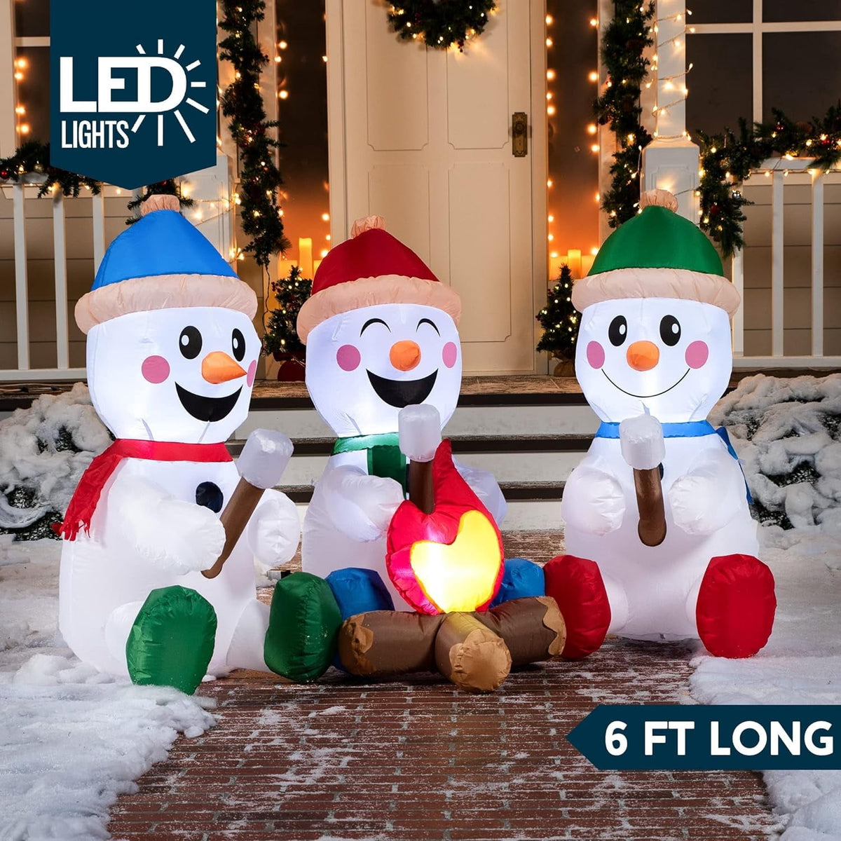 Joyfy 6 FT Christmas Inflatables Snowman Outdoor Decorations,Snowman Christmas Blow Ups Yard Christmas with Built-in LEDs for Holiday Party Garden Lawn Decor