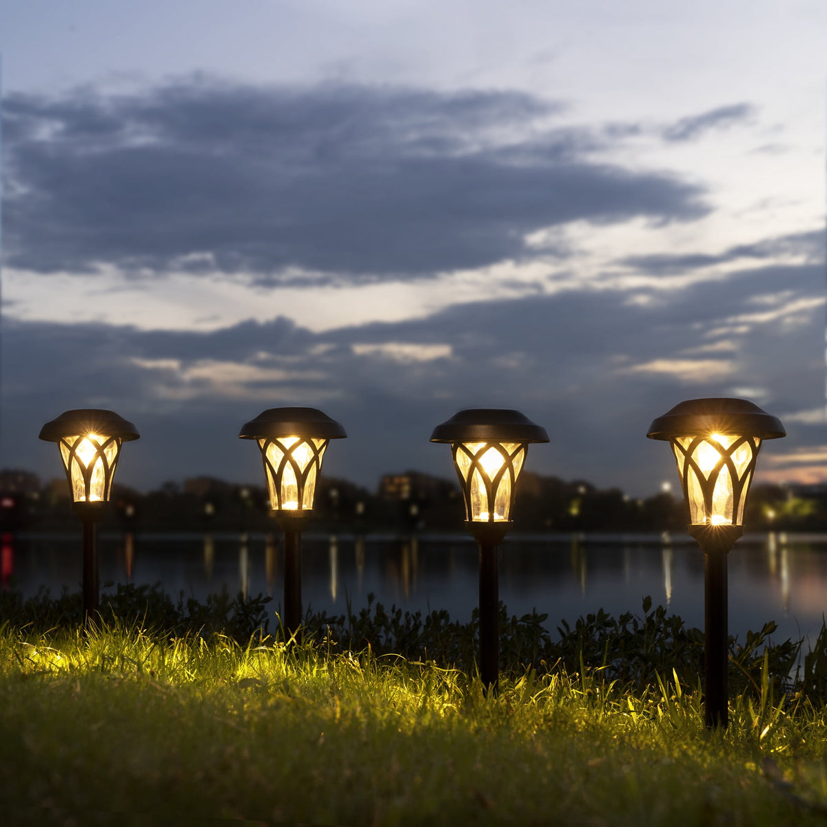 GIGALUMI Solar Pathway Lights, 6-Pack Metal Automatic Yard Lights for Garden, Patio, Walkway
