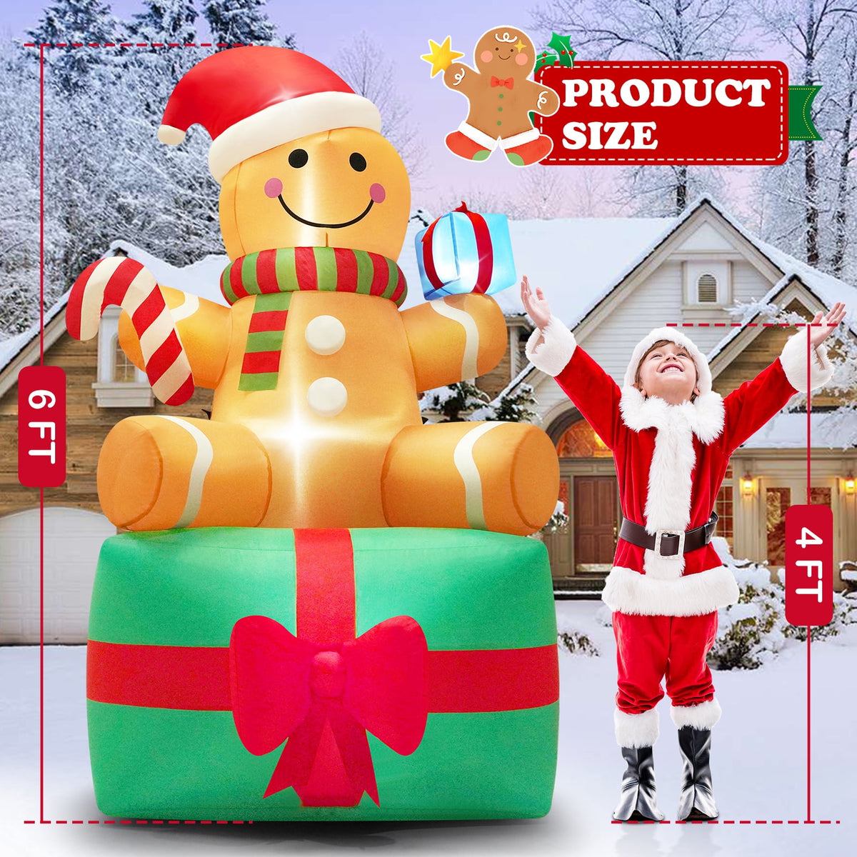 Yexmas 10ft Christmas Inflatable Santa Claus On Sleigh With 3 Reindeer Outdoor Lights Decor for Holiday Decor,Xmas Party,Yard,Garden and Lawn
