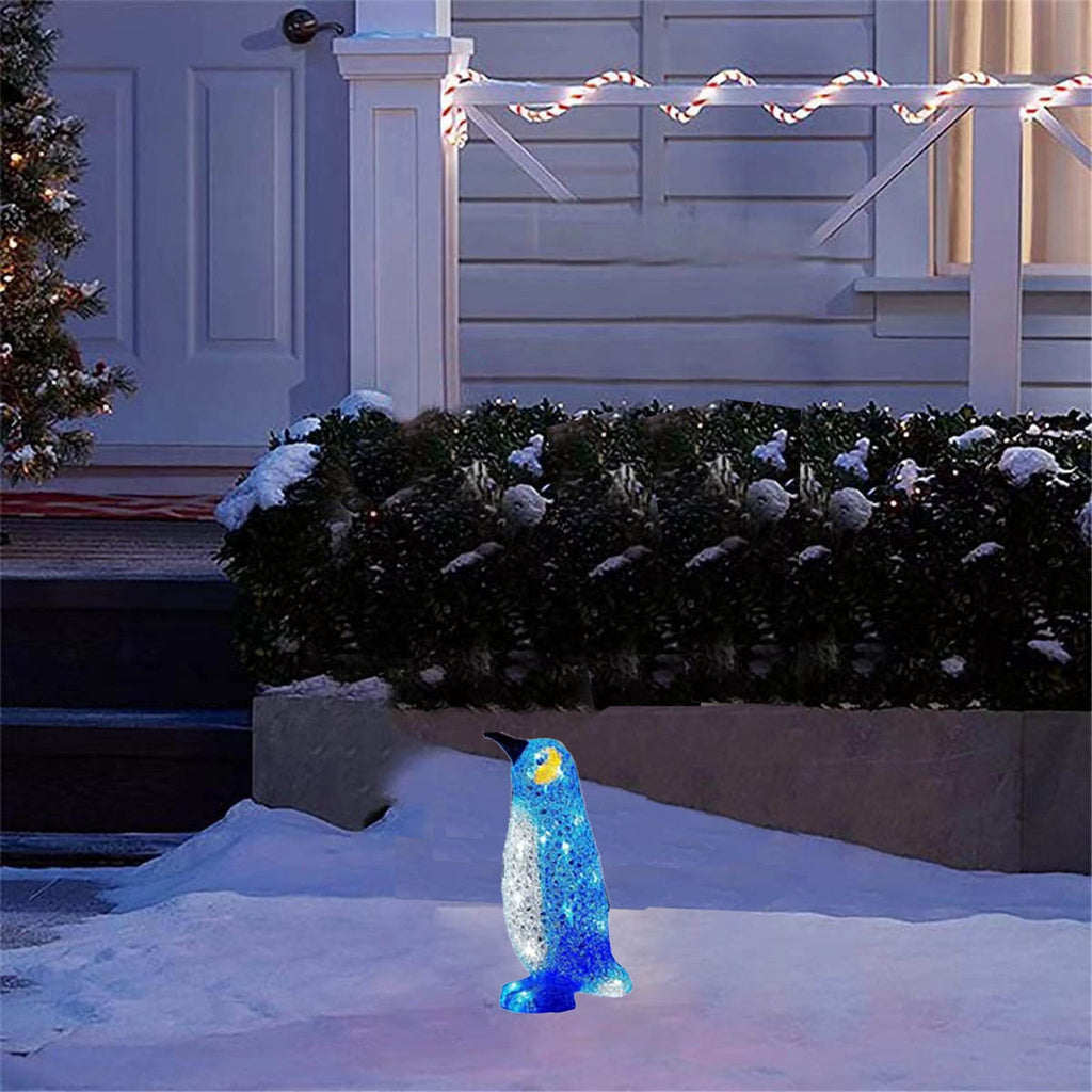AZXY Clearance!Christmas Yard Decorations Penguin,Pre-Lit Penguin Christmas Garden Stakes,Large Animals Statue Outdoor Ornaments with Led Lights for Outdoor Decorations