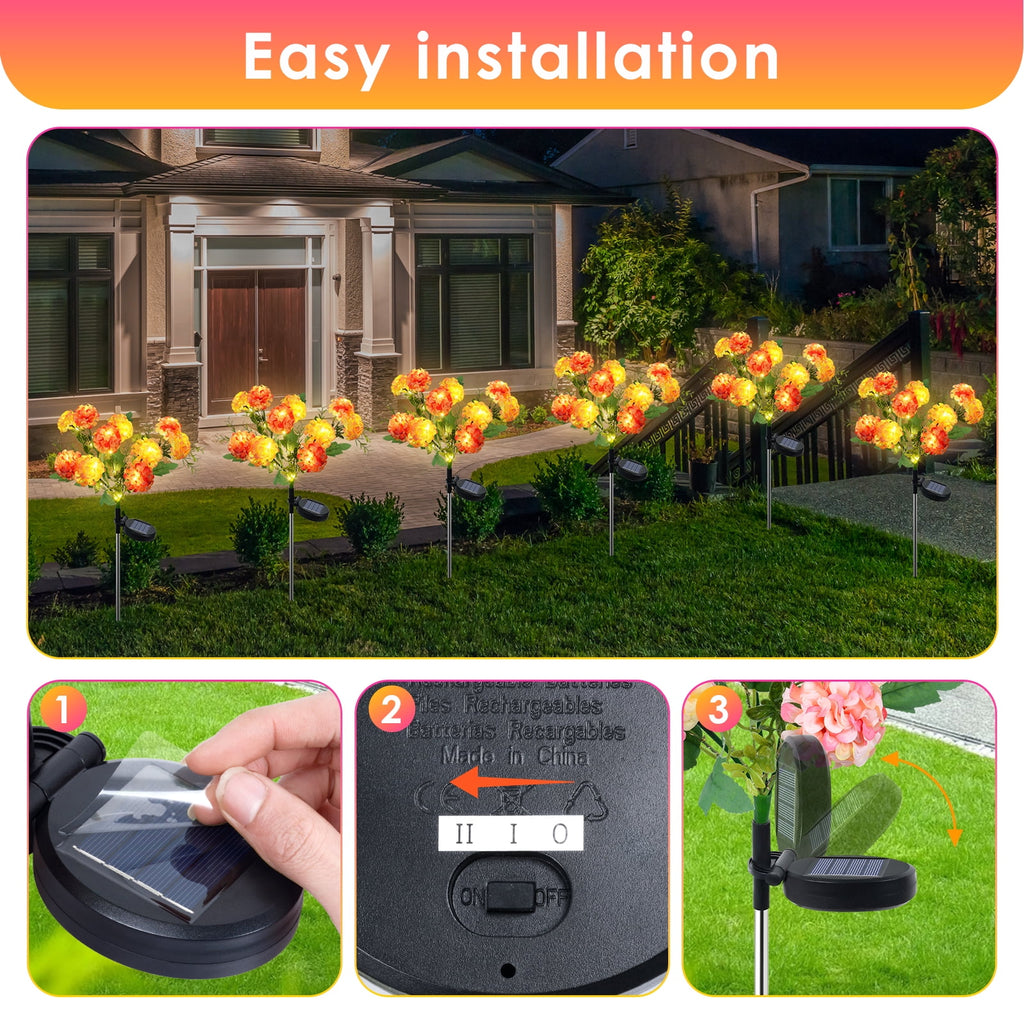 Qoosea Solar Garden Lights Outdoor Waterproof Decorative Flower New Upgraded 2 pack with 17 Butterfly Solar Lights for Garden Yard Outdoor Decor Pathway, Gifts for Mom