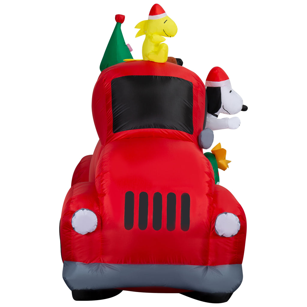 Gemmy Airblown Peanuts Snoopy Driving Truck with Friends Christmas Inflatable, 6-Ft, LED Yard Decor
