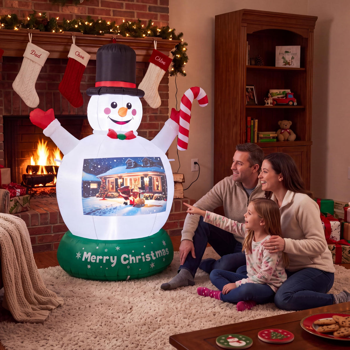 Joyfy 6 FT Christmas Inflatables Snowman Outdoor Decorations,Snowman Christmas Blow Ups Yard Christmas with Built-in LEDs for Holiday Party Garden Lawn Decor