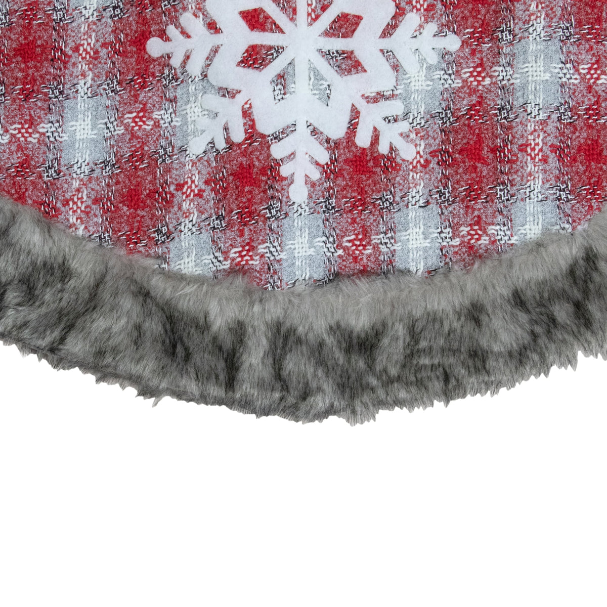 Northlight 48" Red and White Plaid Christmas Tree Skirt with Snowflake