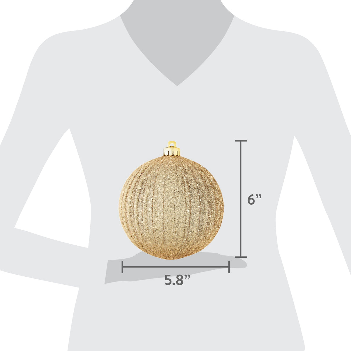 4-Count Champagne and Cream Ball Shatterproof Christmas Ornaments, 6", by Holiday Time