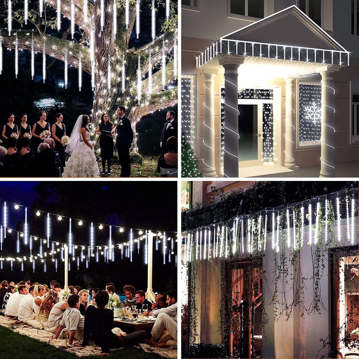 Rirool Meteor Shower Rain Lights, Valentine Lights 50cm 10 Tubes 540 LED Icicle Snow Falling Christmas Lights Outdoor Raindrop Lights, Xmas Wedding Party Tree Holiday Decoration, Blue