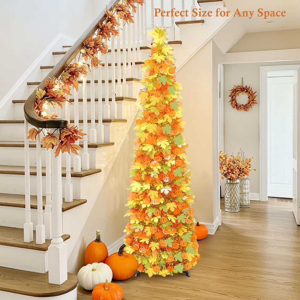 Ayieyill 5ft Halloween Tree Prelit, Pencil Pop up Tree with Light Halloween Decoration | Indoor | Black