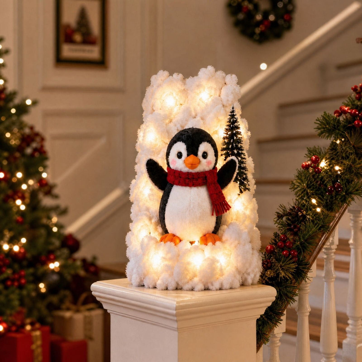 Snowman Magic Fountain, Flowing Snowflake LED Christmas Garden Light,Solar Power and Outdoor Garden Stake for Christmas Yard Decor