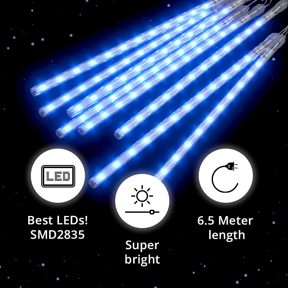 Christmas LED Meteor Shower Rain Warm Lights - 540 LEDs 10 Tubes, 20 Inch Drop/Icicle Snow Falling Raindrop Waterproof Cascading Lights for Wedding Xmas New Year Party Tree Decoration (Warm Light)